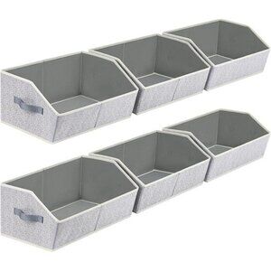 Closet Storage Bins 6 Pack Large Fabric Organizer Baskets with Handles Collapsib